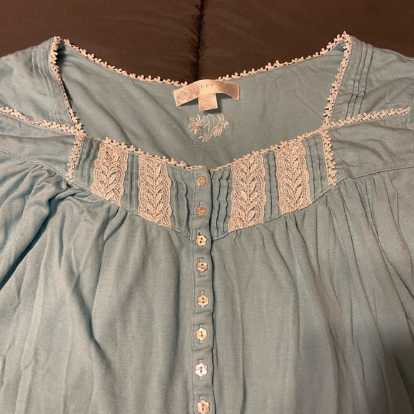 Eileen West 100% Modal Cap Sleeve 42”Nightgown Size 2X- Light Blue - Picture 2 of 9